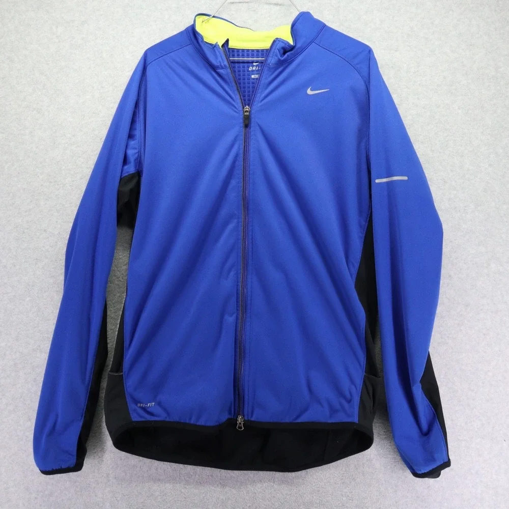 Nike Jacket Mens Large Dri-Fit Full Zip Activewear Running Mock Neck Long Sleeve